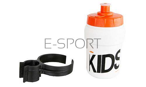 Bidon KTM Kids + uchwyt biały